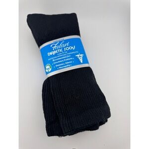 Falari Mens Diabetic Socks 3 Pairs Black Loose Fit Top Size 10-13 Shoe 7-13 NEW